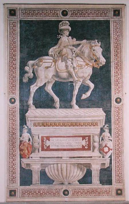 Equestrian monument to Niccolo da Tolentino (d.1435) 1456  (post restoration) a Andrea del Castagno