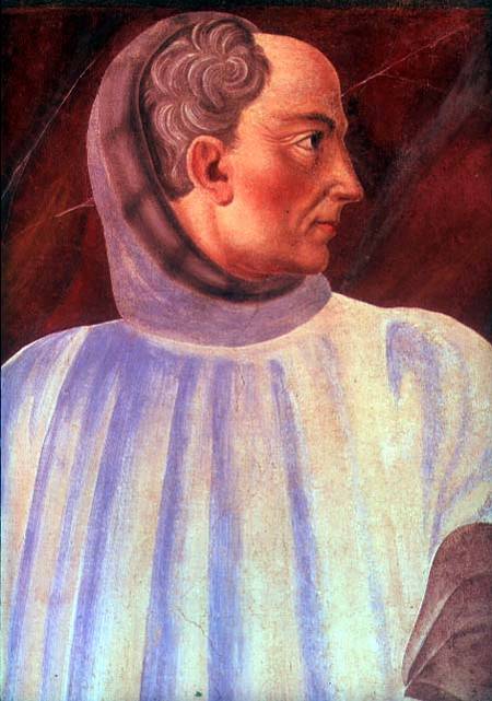 Niccolo Acciaiuoli (1310-65) detail of his bust, from the Villa Carducci series of famous men and wo a Andrea del Castagno