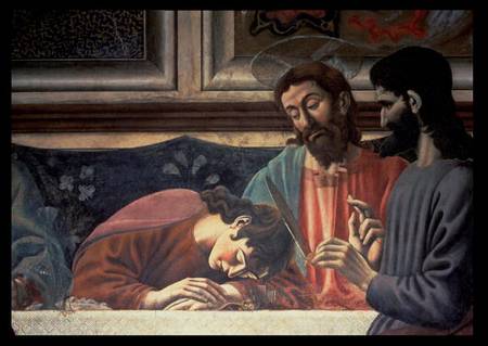 The Last Supper, detail of Judas, Christ and St. John a Andrea del Castagno