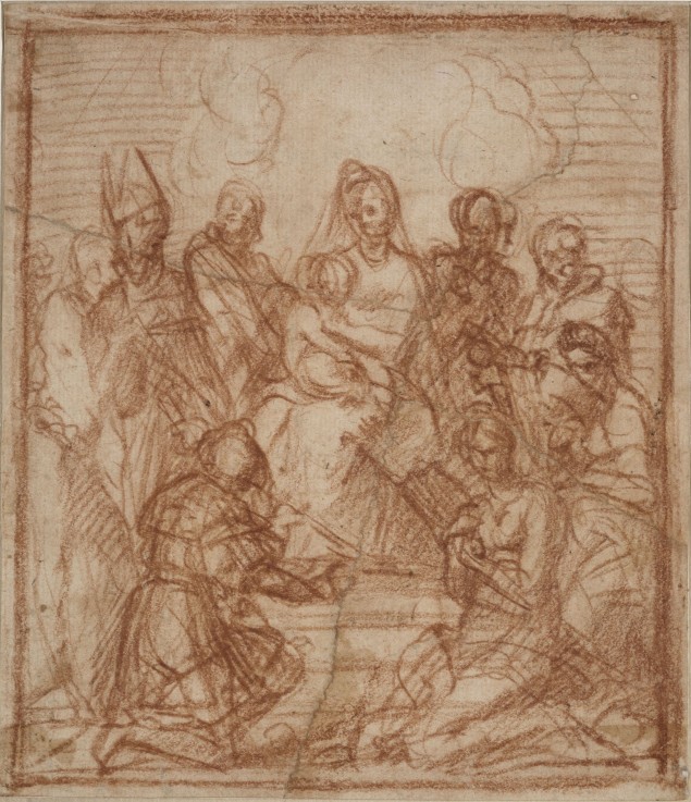 Enthroned Madonna with Child and eight saints (Composition study) a Andrea del Sarto