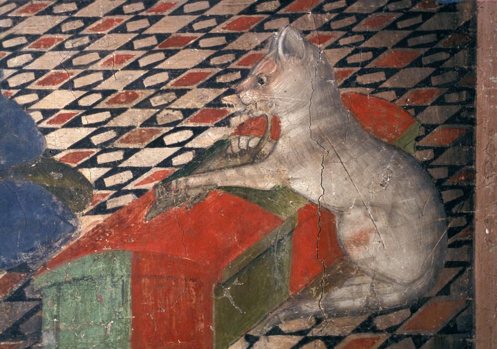 Ausschnitt: Mausfressende Katze im Gemach der Maria. a Andrea De Litio