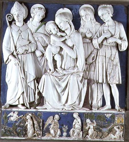 Altarpiece of the Madonna and Child with Saints, the predella depicting scenes from the lives of the a Andrea  della Robbia