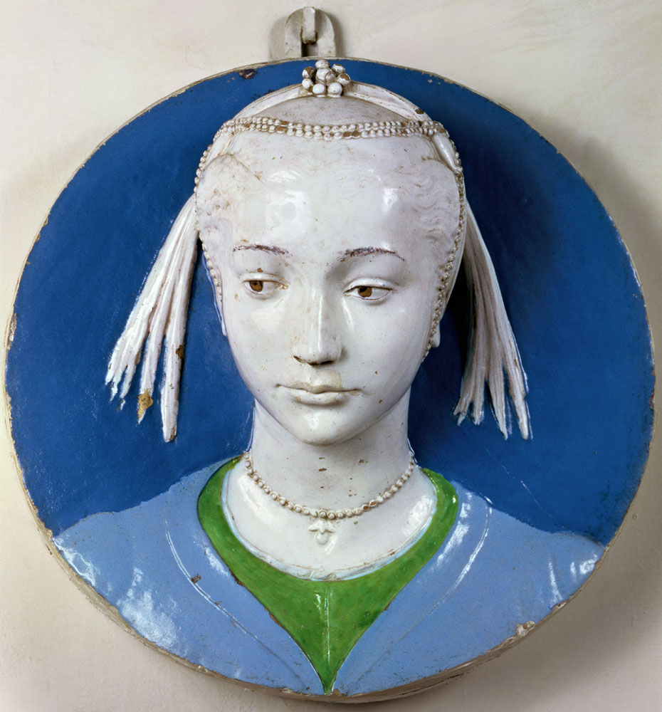 Relief of the head of a lady a Andrea Della Robbia