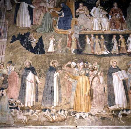 St. Dominic Sending Forth the Hounds of the Lord, with St. Peter Martyr and St. Thomas Aquinas a Andrea  di Bonaiuto
