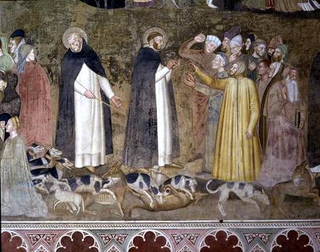 St. Dominic Sending Forth the Hounds and St. Peter Martyr Casting Down the Heretics, from the Spanis a Andrea  di Bonaiuto
