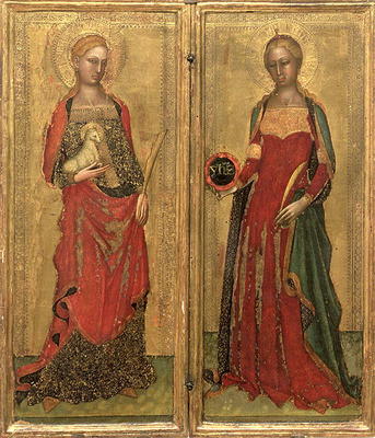 St. Agnes and St. Domitilla (tempera on panel) a Andrea  di Bonaiuto