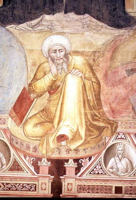 Triumph of St Thomas Aquinas, detail of figure below the throne, from the Spanish Chapel a Andrea  di Bonaiuto