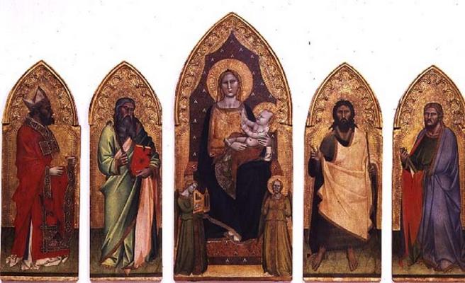 Madonna and Child with Saints (tempera on panel) a Andrea di Cione Orcagna