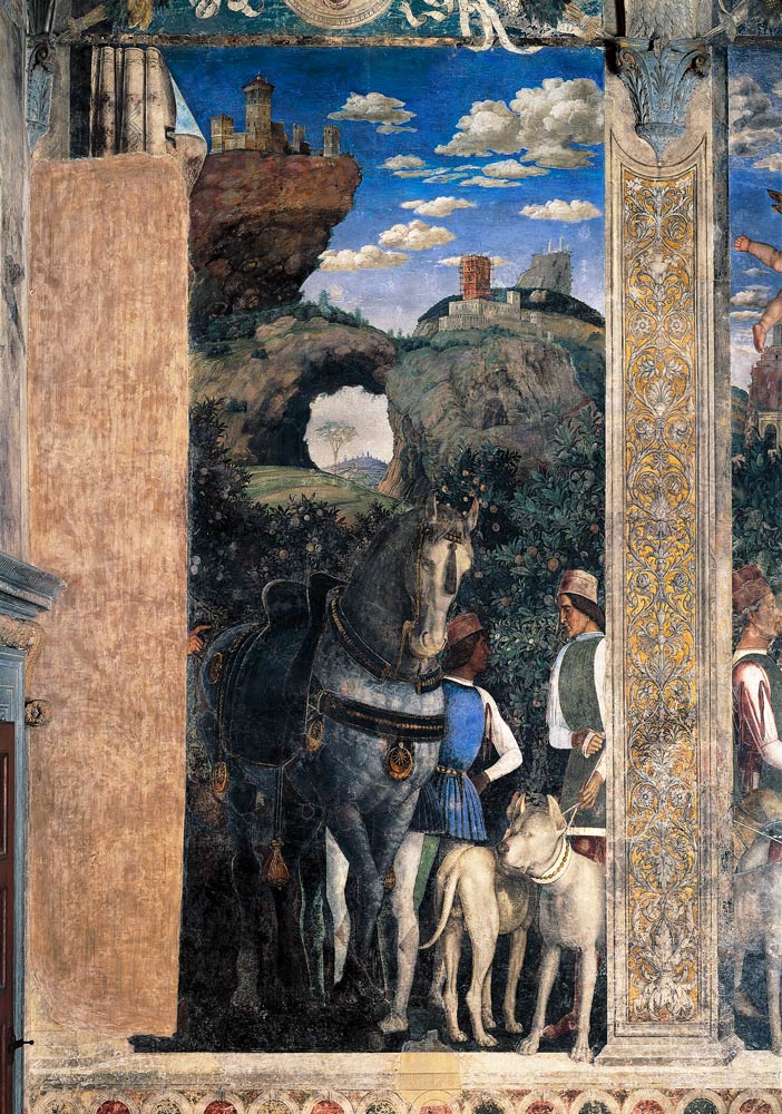 Horse and groom with hunting dogs, from the Camera degli Sposi or Camera Picta a Andrea Mantegna