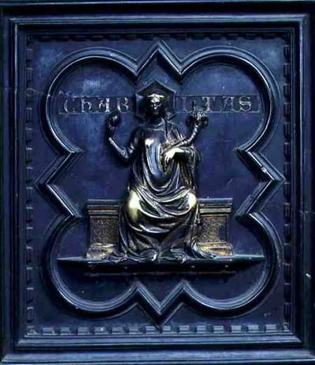 Charity, panel C of the South Doors of the Baptistery of San Giovanni a Andrea Pisano