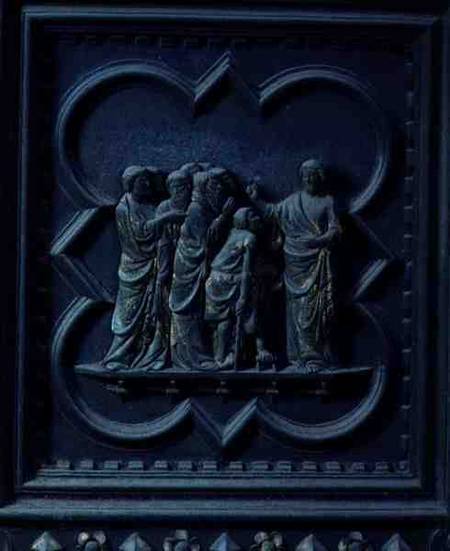 The Disciples Visit Jesus, fourteenth panel of the South Doors of the Baptistery of San Giovanni a Andrea Pisano