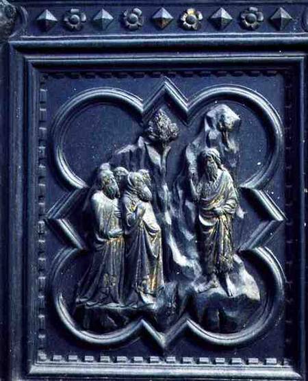 St John the Baptist Preaches to the Pharisees, seventh panel of the South Doors of the Baptistery of a Andrea Pisano