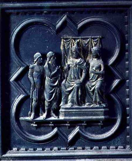 St John the Baptist reprimands King Herod (21 BC-39 AD), eleventh panel of the South Doors of the Ba a Andrea Pisano