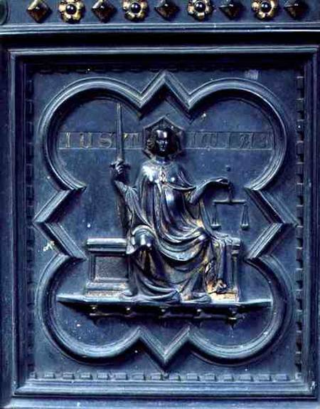 Justice, panel G of the South Doors of the Baptistery of San Giovanni a Andrea Pisano
