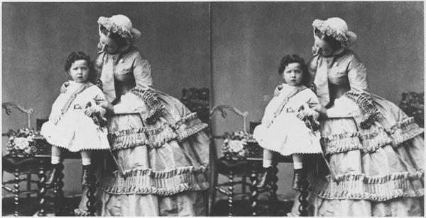 Empress Eugenie and Prince Eugene Louis Napoleon Bonaparte, c.1858-59 (stereoscopic photo) (b/w phot a Andre Adolphe Eugene Disderi