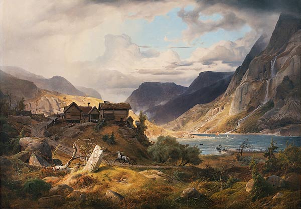 Paesaggio norvegese montagnoso a Andreas Achenbach