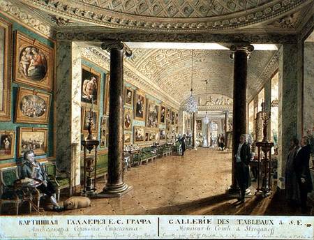 The Picture Gallery in the Stroganov Palace in St. Petersburg, 1793 (pen, brush a Andrei Nikiforovich Voronikhin