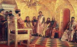 Zar Mikhail Fjodorowitsch mit Bojaren a Andrej Petrowitsch Rjabuschkin