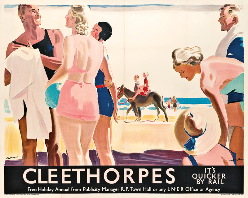 A poster advertising travel to Cleethorpes by London and North Eastern Railway a Andrew Johnson