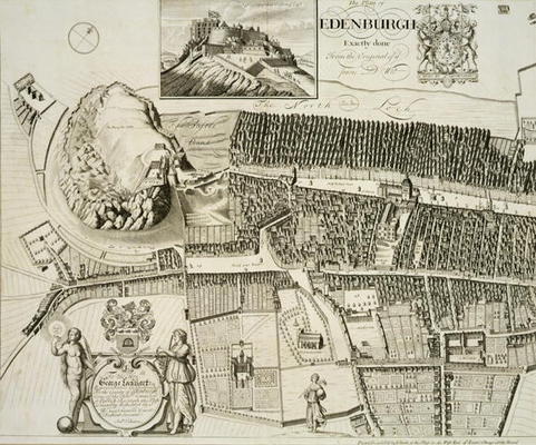 Plan of Edinburgh, pub. by John Smith (c.1652-1742) c.1710 (engraving) a Andrew Johnston