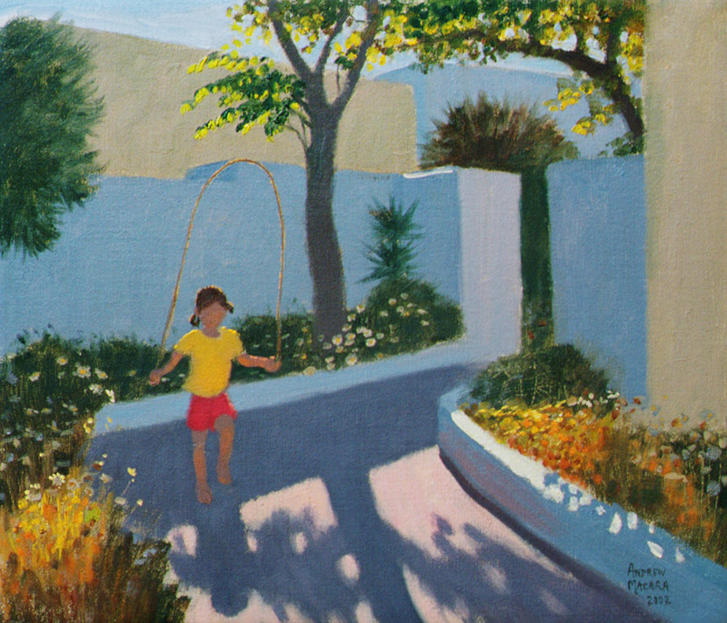 Girl Skipping, Santorini, 2002 (oil on canvas)  a Andrew  Macara