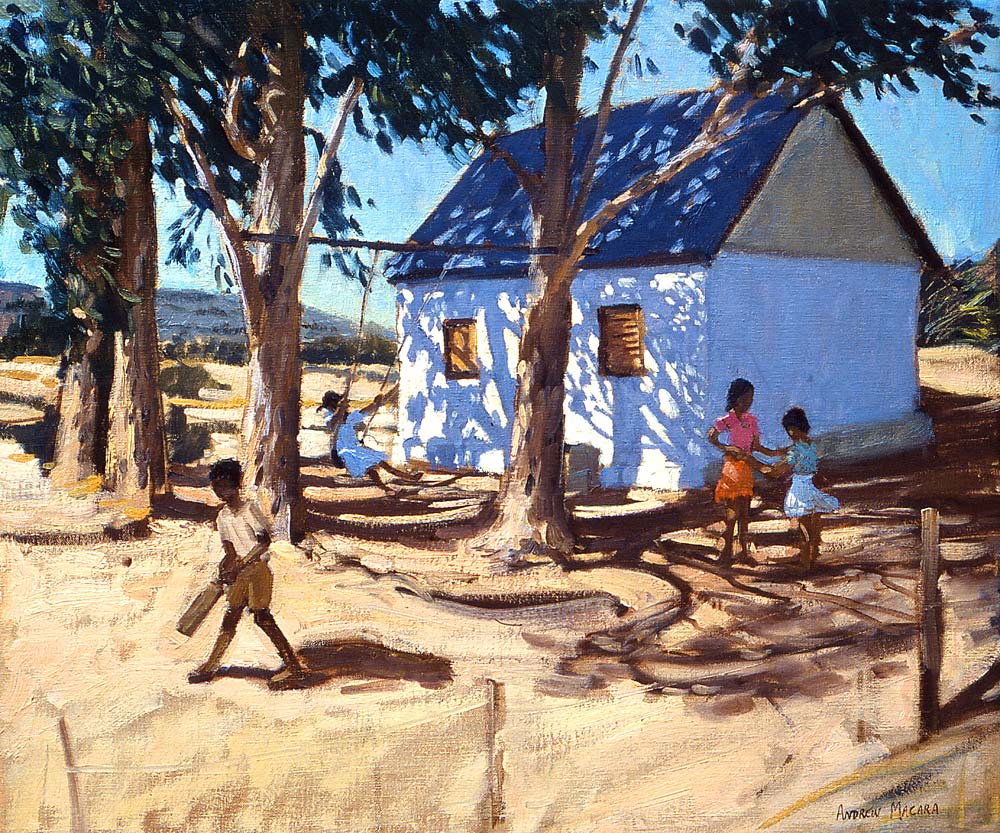Little white house, Karoo, South Africa (oil on canvas)  a Andrew  Macara