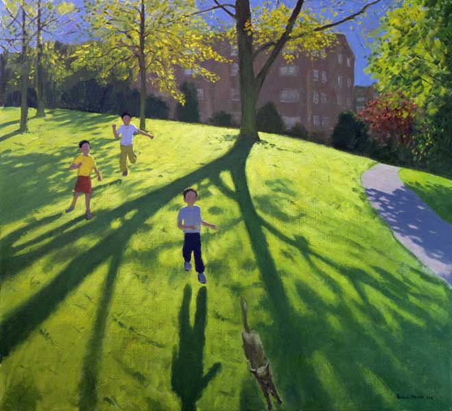 Children Running in the Park, Derby, 2002 (oil on canvas)  a Andrew  Macara
