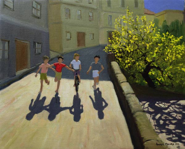 Children Running, Lesbos, 1999 (oil on canvas)  a Andrew  Macara