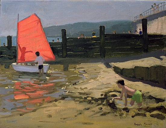 Red Sail, Isle of Wight (oil on canvas)  a Andrew  Macara