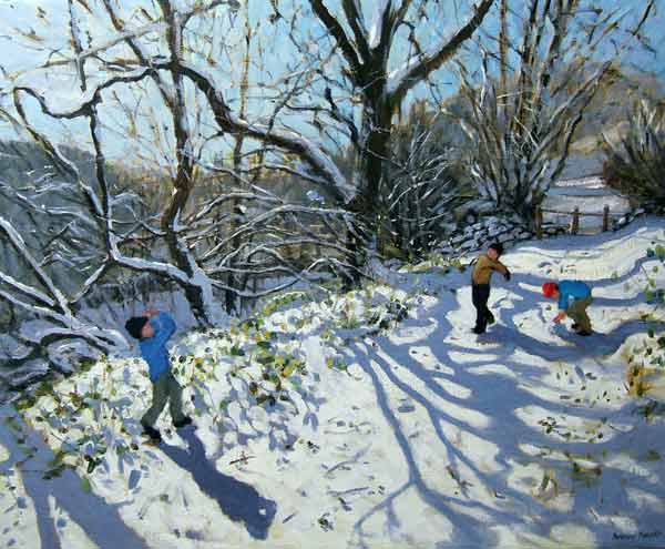 Snowball fight, Derbyshire a Andrew  Macara