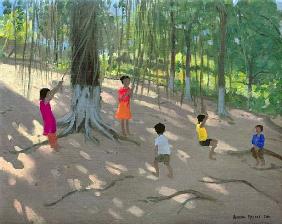 Tree Swing, Elephant Island, Bombay, 2000 (oil on canvas) 