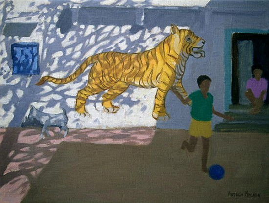 Tiger, India (oil on canvas)  a Andrew  Macara