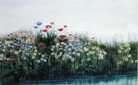 Poppies by a Stream a Andrew Nicholl