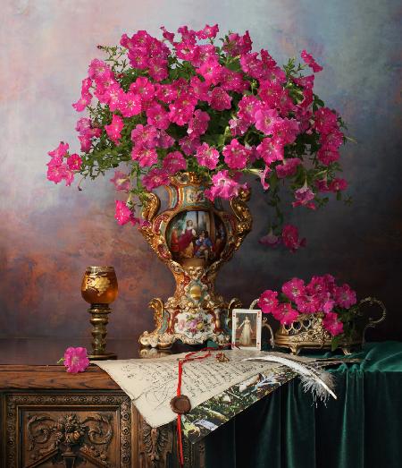 Still life with flowers in a French vase