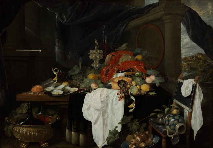 Pronk Still Life with Fruit, Oyters, and Lobsters a Andries Benedetti
