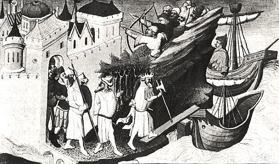 Expedition against the Island of Cipangu (Japan) from the Livre des Merveilles du Monde, c.1410-12 a (and workshop) Boucicaut Master