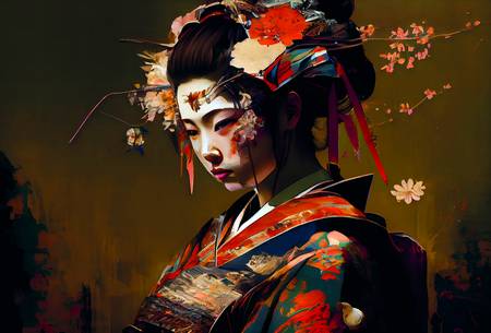 Abile tradizione: l\'arte di una geisha in abiti tradizionali