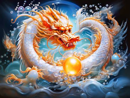 Anno del Drago. Drago cinese di schiuma marina. Segno zodiacale.