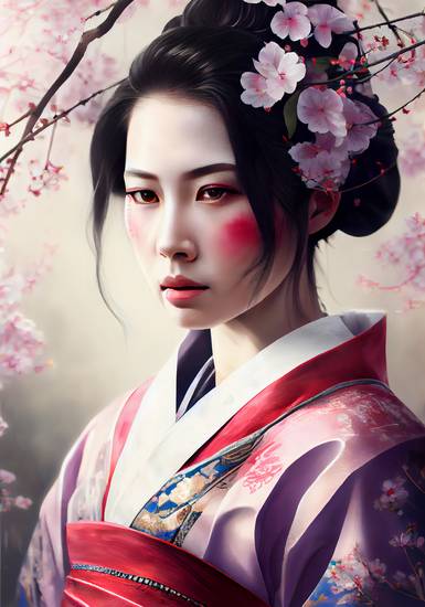 Sogno Sakura: Incantevole geisha tra i ciliegi in fiore