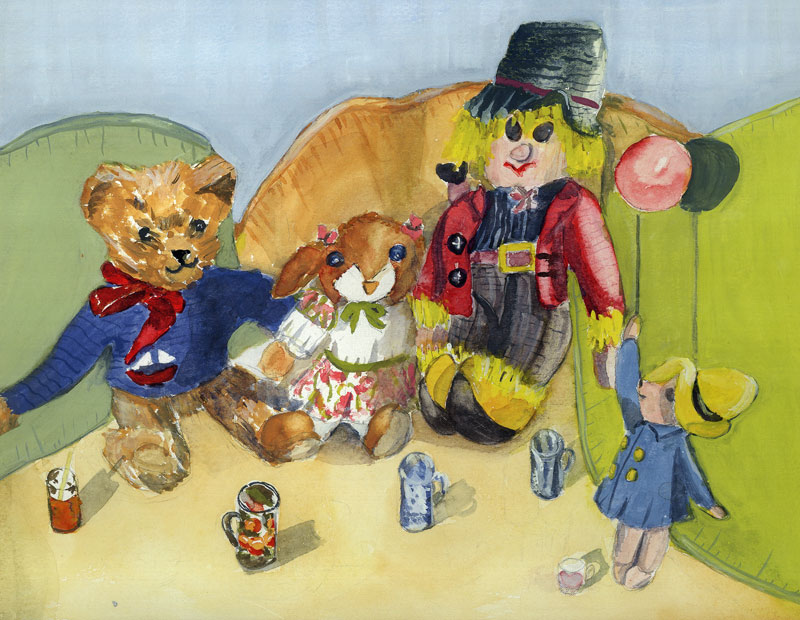 Granny Tuffy''s Toys (w/c on paper)  a Ann  Robson