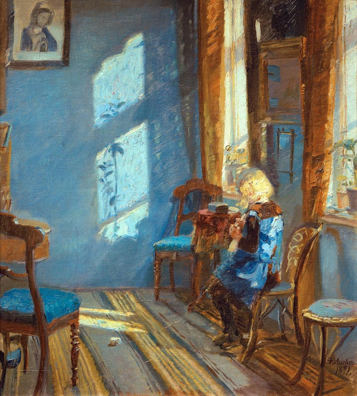 Sonnenschein in der blauen Stube a Anna Ancher