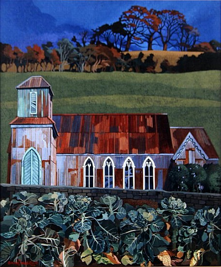 Tin Church, Solsbury Hill (acrylic on canvas)  a Anna  Teasdale