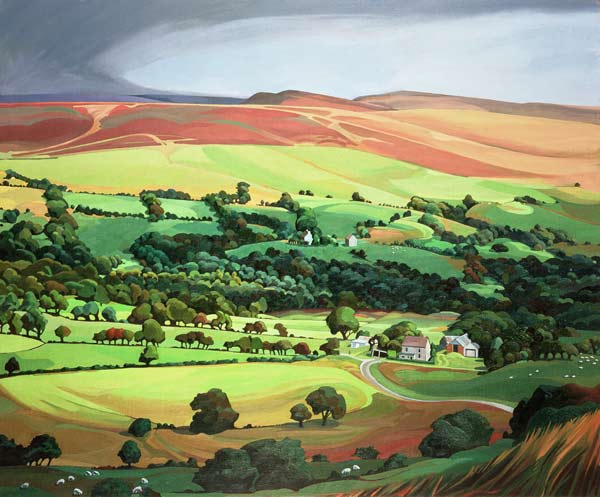 Welsh Valley (oil on canvas)  a Anna  Teasdale