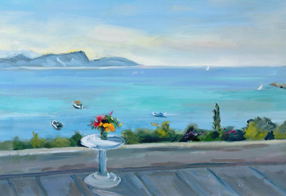 A terrace looking out to sea (oil on canvas)  a Anne  Durham