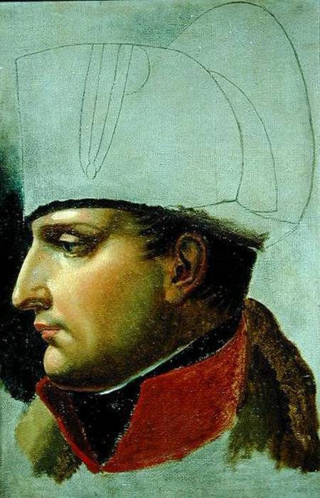 Unfinished Portrait of Napoleon I (1769-1821) formerly attributed to Jacques Louis David (1748-1825) a Anne-Louis Girodet de Roucy-Trioson