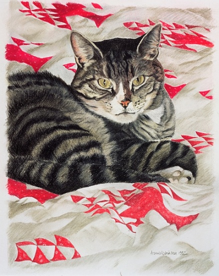 Cat on quilt a Anne  Robinson