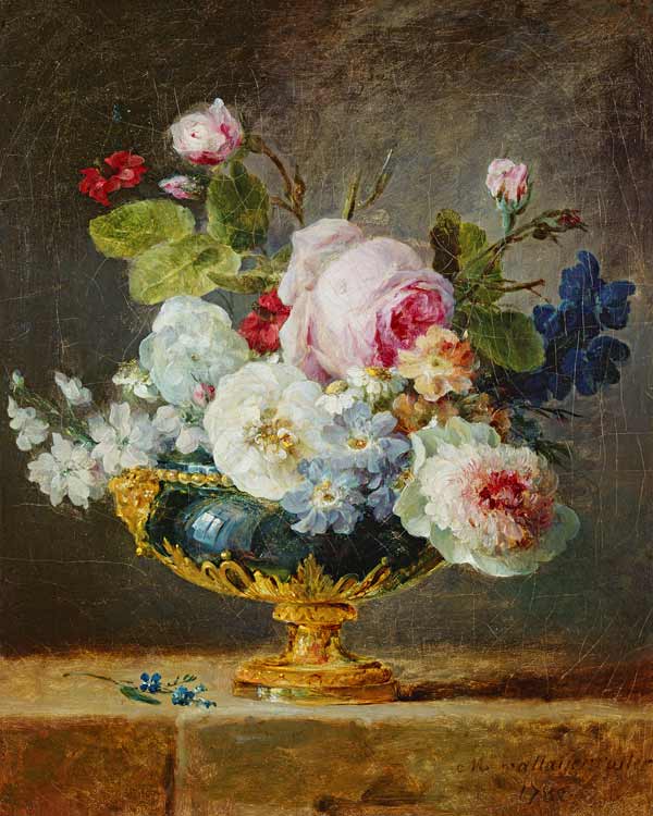 Flowers in a blue vase a Anne Vallayer-Coster