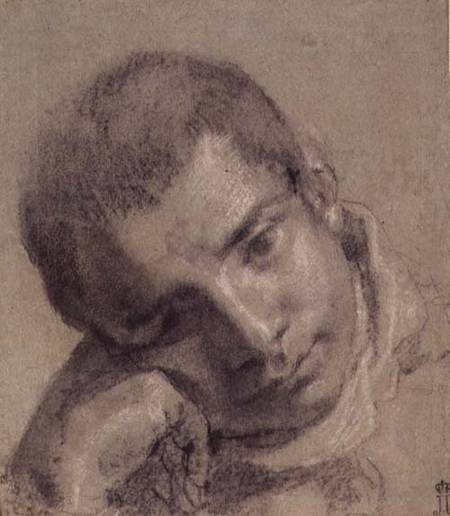 Head of a Youth (charcoal and white chalk) a Annibale Carracci