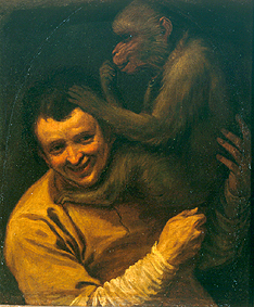 Mann mit lausendem Affen. a Annibale Carracci