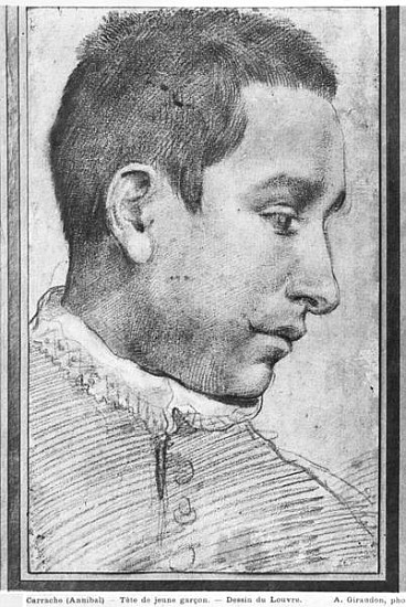 Portrait of a young man (red chalk, wash of red chalk & white gouache highlights on paper) a Annibale Carracci